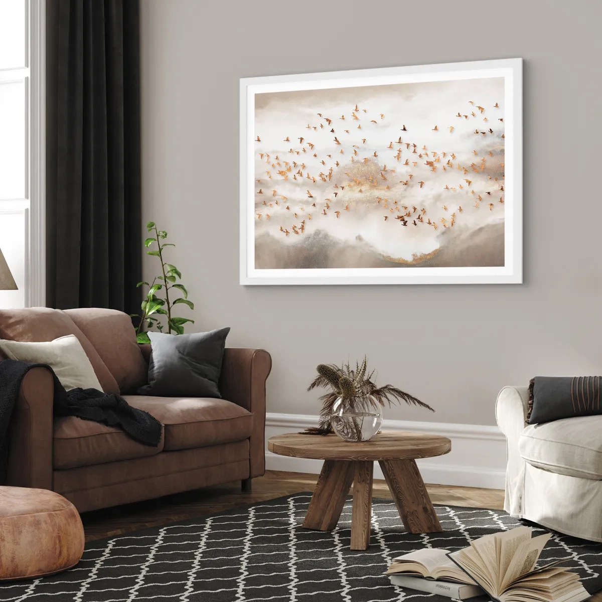 Poster in white frmae - It Is Time - 50x40 cm