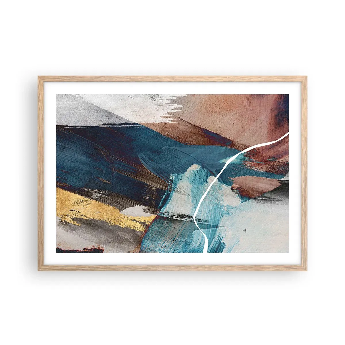 Poster in light oak frame - With Panache and Energy - 70x50 cm