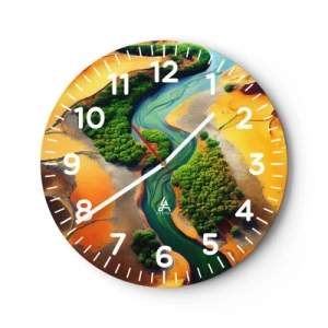 Wall clock - Clock on glass - Life-giving River - 40x40 cm