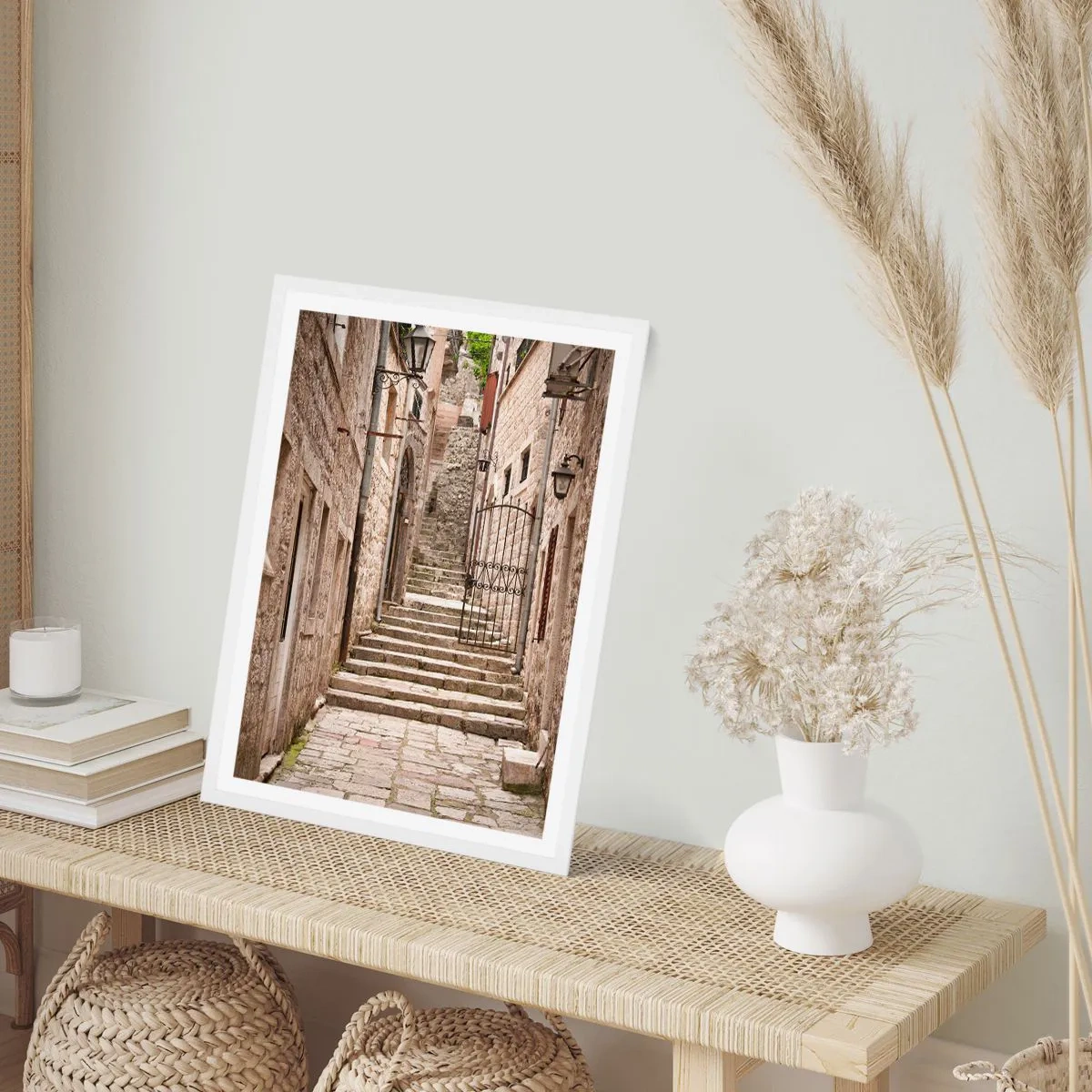 Poster in white frmae - Magical Old Alley - 40x50 cm