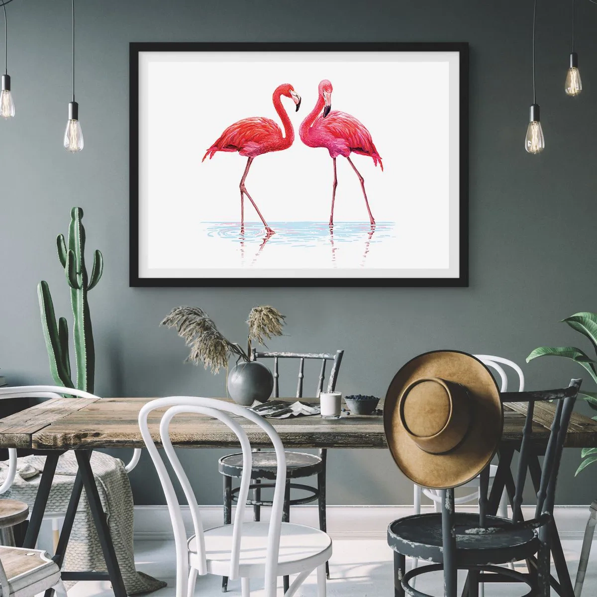 Poster in black frame - Pink Rendezvous - 100x70 cm