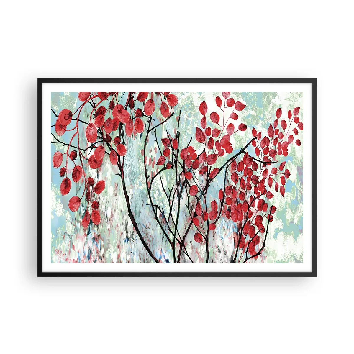 Poster in black frame - Tree in Scarlet - 100x70 cm