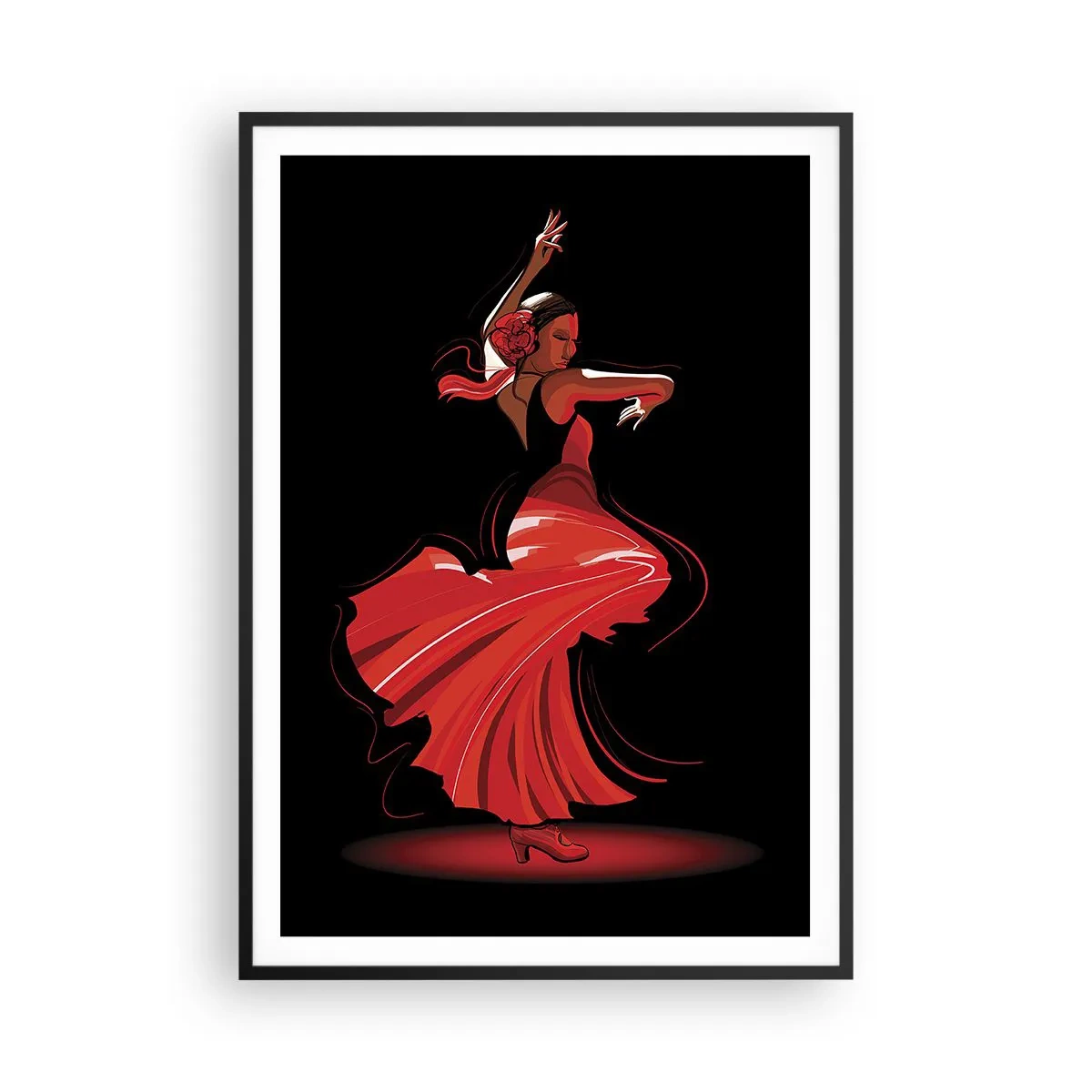 Poster in black frame - Fiery Spirit of Flamenco - 70x100 cm