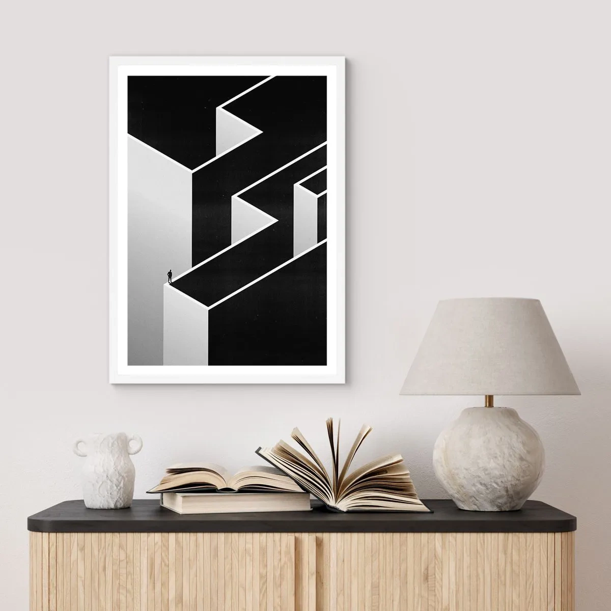 Poster in white frmae - Solitude at the Top - 70x100 cm