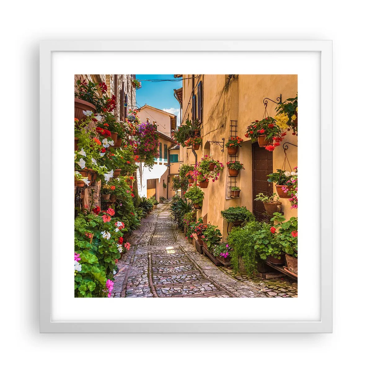 Poster in white frmae - Italian Back Street - 40x40 cm