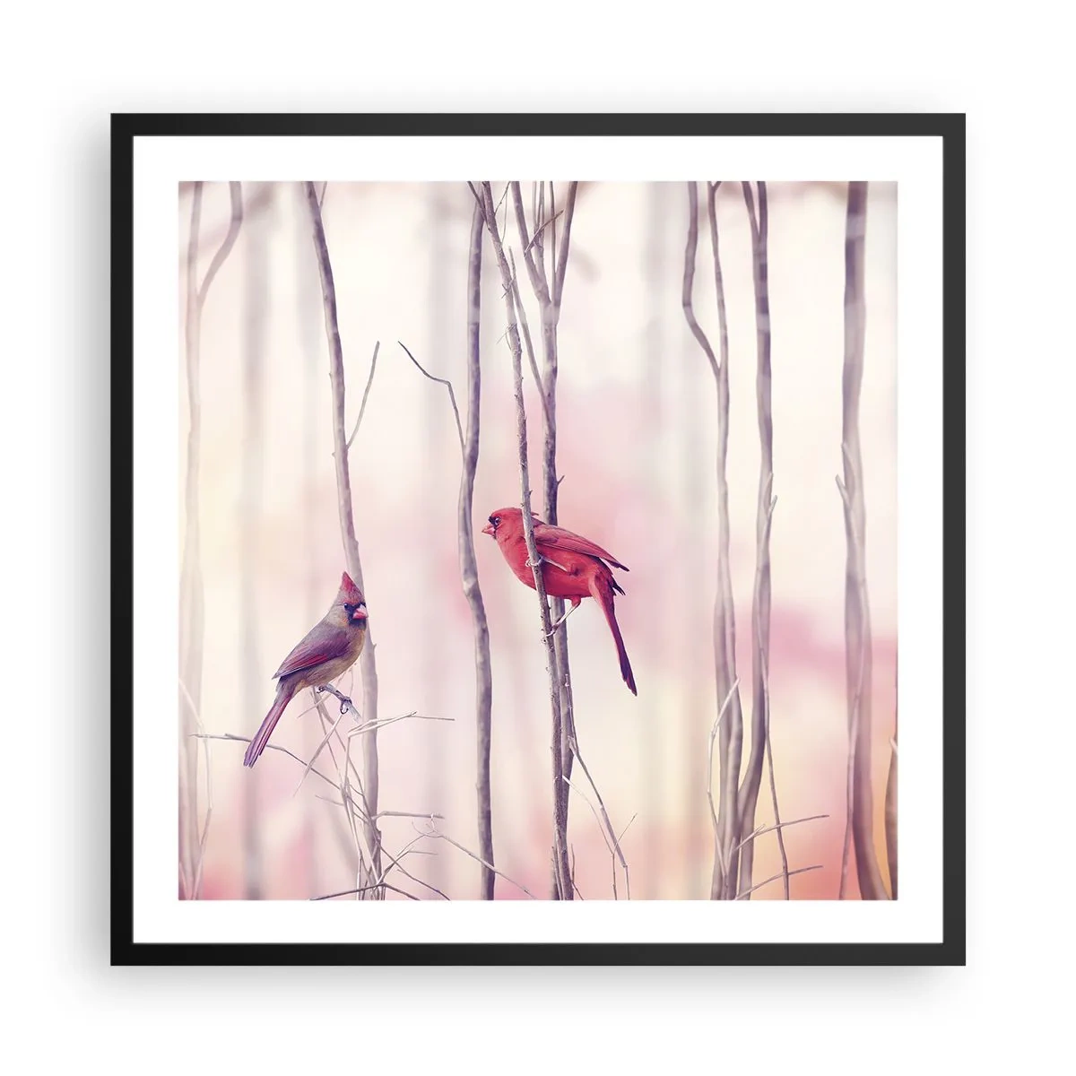 Poster in black frame - Tale of a Pink Forest - 60x60 cm