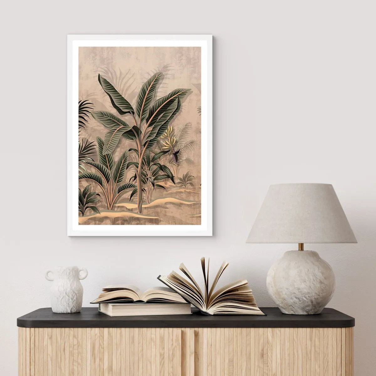 Poster in white frmae - Engraving in Colonial Style - 40x50 cm