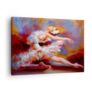 Canvas picture - A ballerina in a dynamic pose among pastel colors. - 70x50cm - Swan Gracefulness - Modern wall decoration for the living room and bedroom ARTTOR