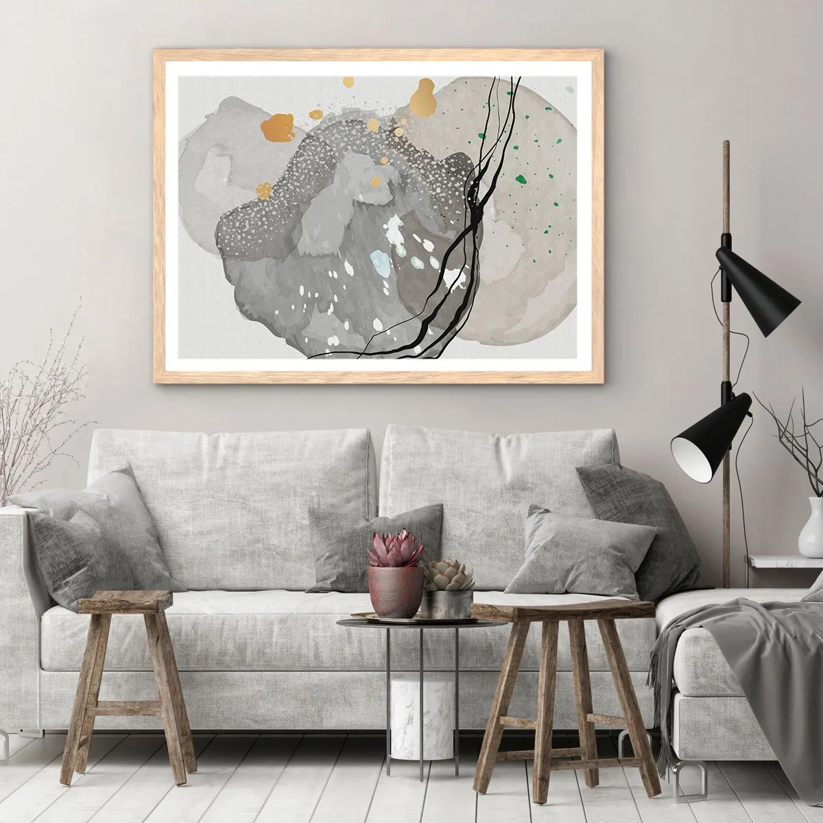 Poster in light oak frame - Organic Composition - 40x30 cm