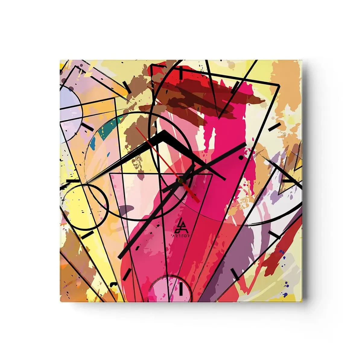 Wall clock - Clock on glass - Explosion - 40x40 cm