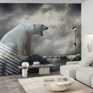 Photo Wallpaper Premium Canvas - Lonely King of the Arctic - Animals, Polar bear, Ocean - 400x280 cm