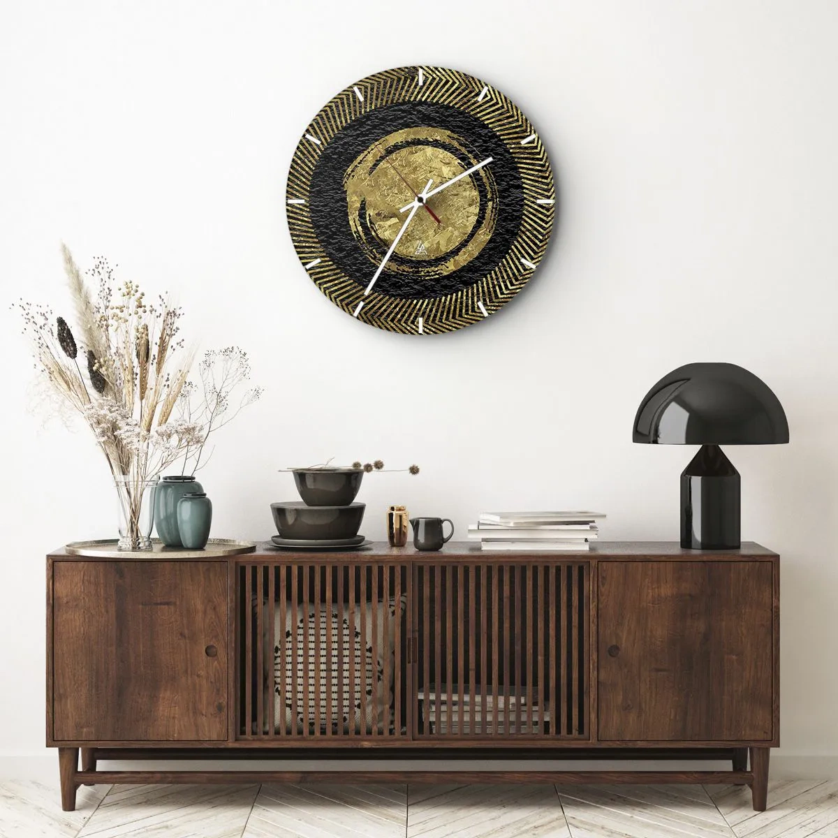 Wall clock - Clock on glass - Composition Glamour - 40x40 cm