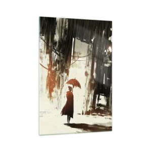 Glass picture - Poetry of a Red Umbrella - 70x100 cm