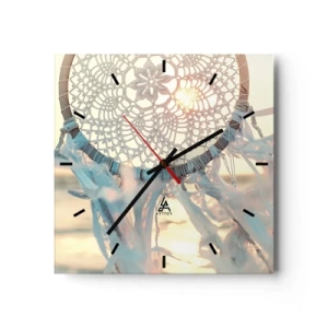 Wall clock - Clock on glass - Lace Totem - 40x40 cm