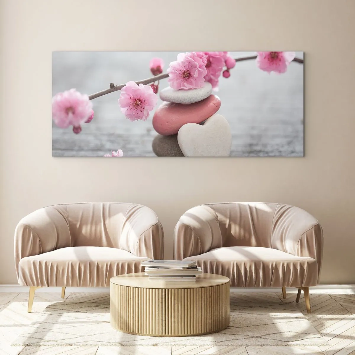 Glass picture - Bliss with Cherry Blossom - 100x40 cm