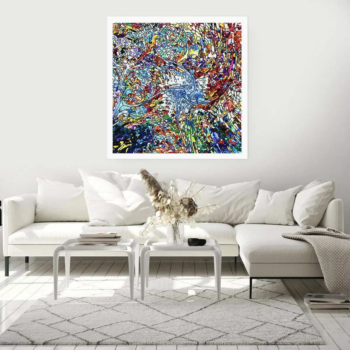 Poster - Stained Glass with Drops - 40x40 cm