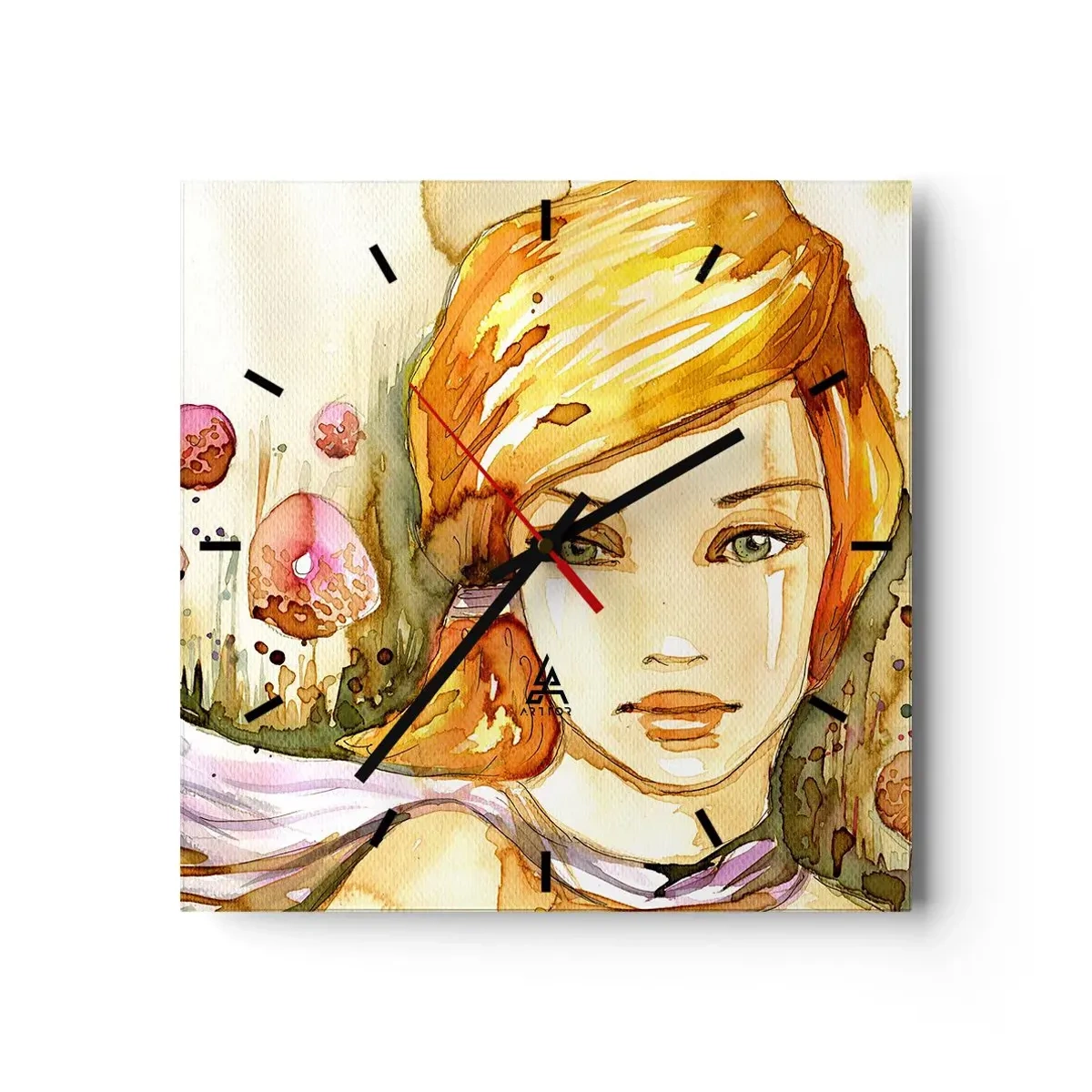 Wall clock - Clock on glass - Emerald Gaze, which Silences Anger - 30x30 cm