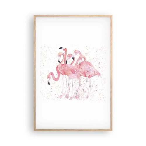 Poster in light oak frame - Pink Power - 61x91 cm