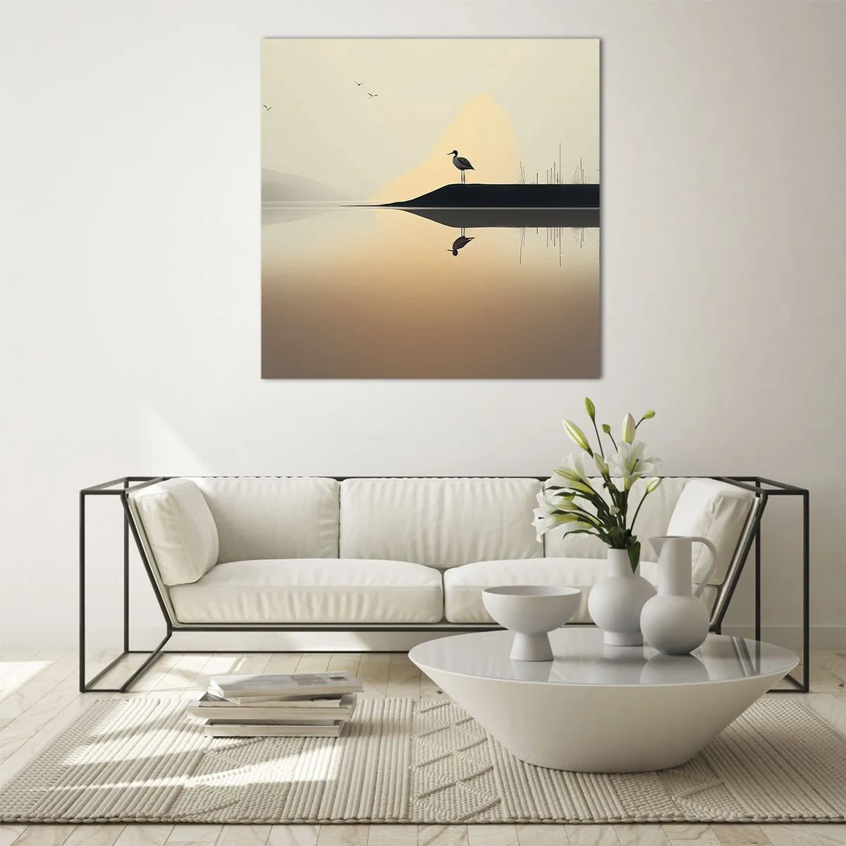 Glass picture - Gentleman on the Lake - 40x40 cm