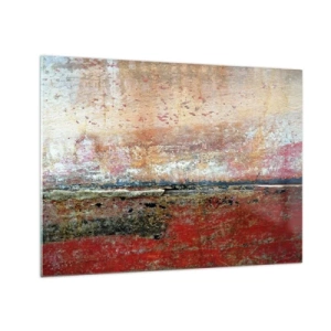 Glass picture - Abstract texture in shades of red and ochre - 70x50cm - Might Be the Sea - Modern wall decoration for the living room and bedroom ARTTOR