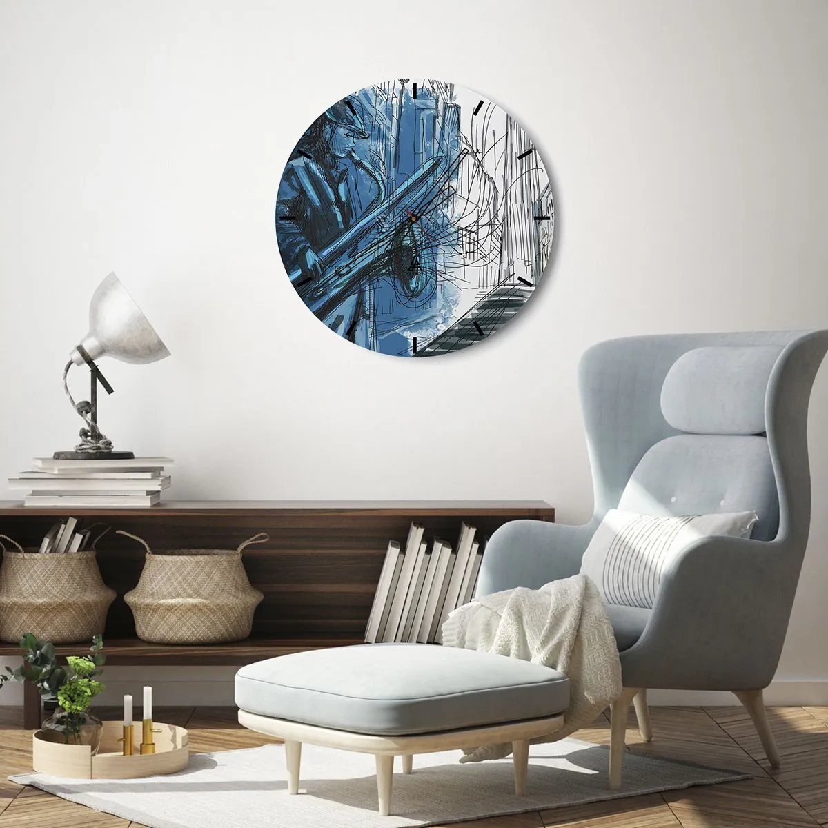 Wall clock - Clock on glass - City Rhapsody - 30x30 cm