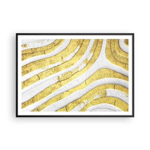 Poster in black frame - Composition in White and Gold - 100x70 cm