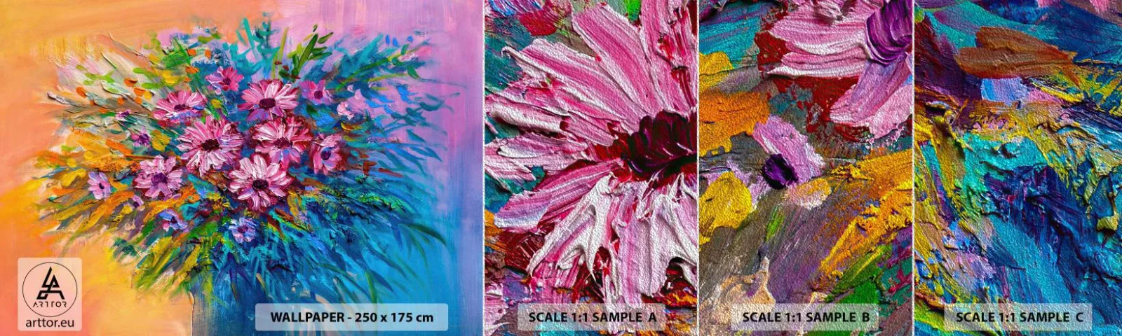 Photo Wallpaper Sample Premium Sand - Energy of Life - Flowers, Bouquet of flowers, Garden - 100x30 cm