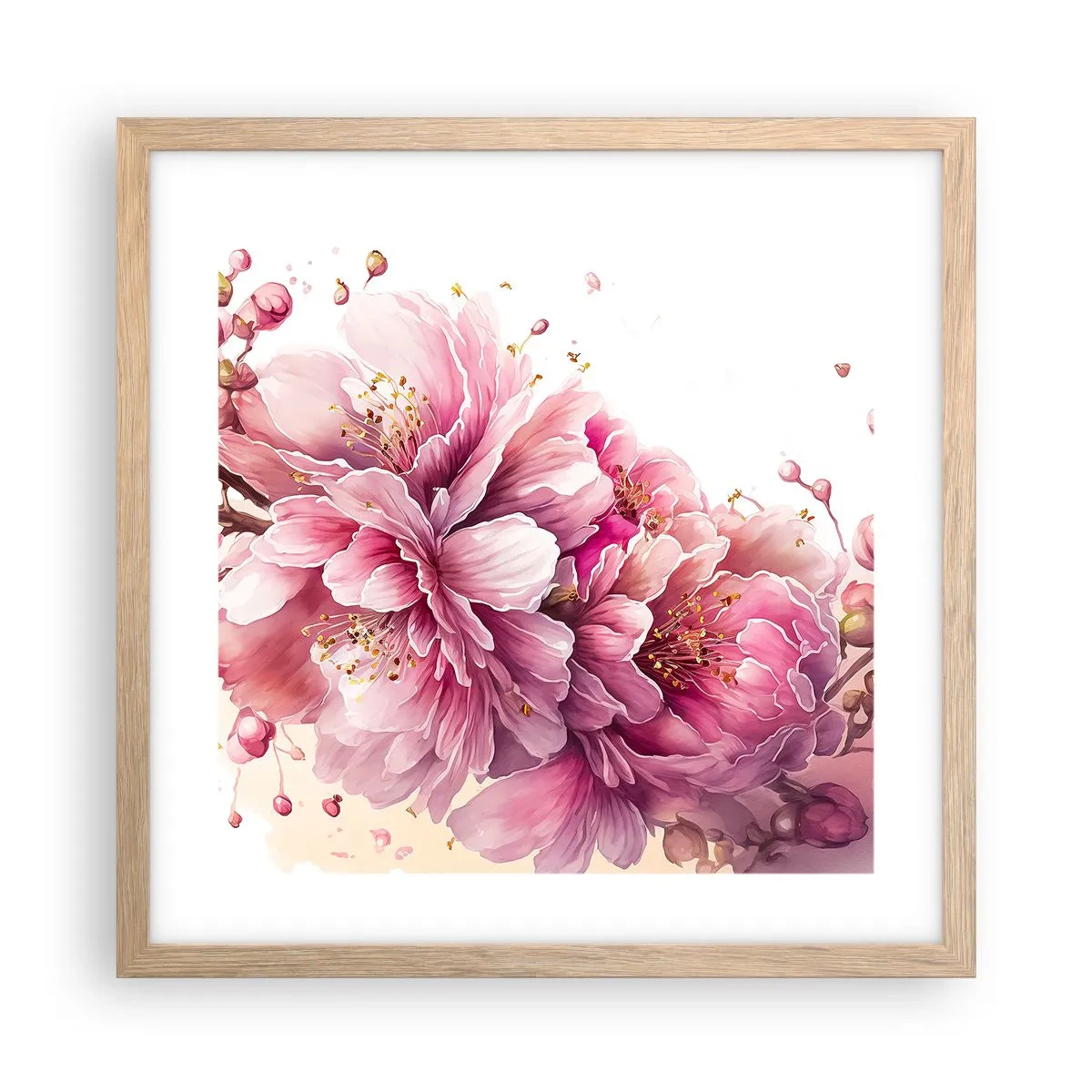 Poster in light oak frame - Land of Cherry Blossoms - 40x40 cm