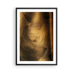 Poster in black frame - Abstract golden brush strokes on a dark background - 50x70cm - In a Golden Labirynth - Modern wall decoration for the living room and bedroom ARTTOR