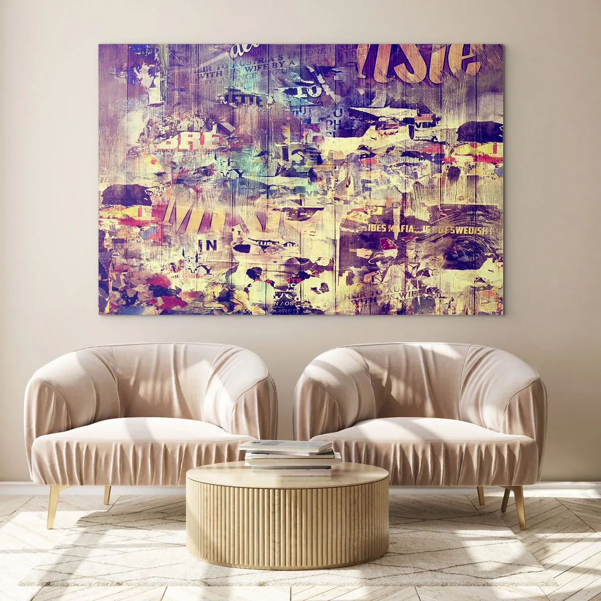 Glass picture - Abstract composition with urban textures and graffiti - 70x50cm - That's All That Is Left - Modern wall decoration for the living room and bedroom ARTTOR