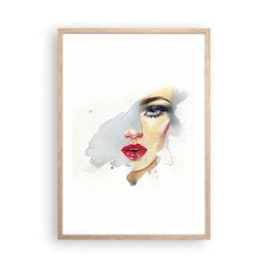 Poster in light oak frame - Reflection in a Waterdrop - 50x70 cm