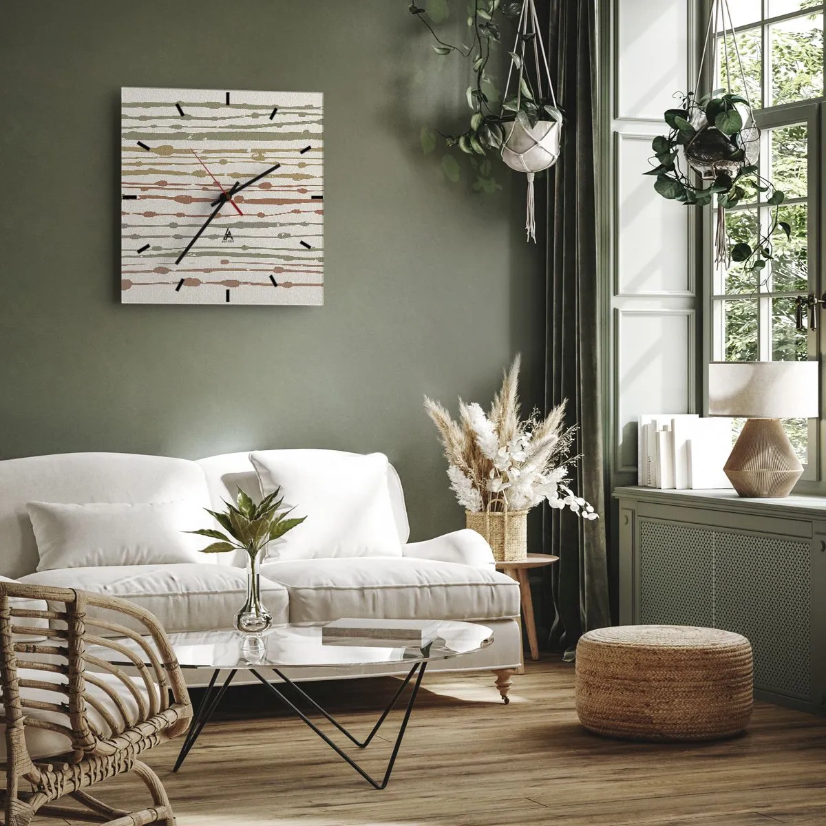 Wall clock - Clock on glass - Musical Colour Notation - 30x30 cm