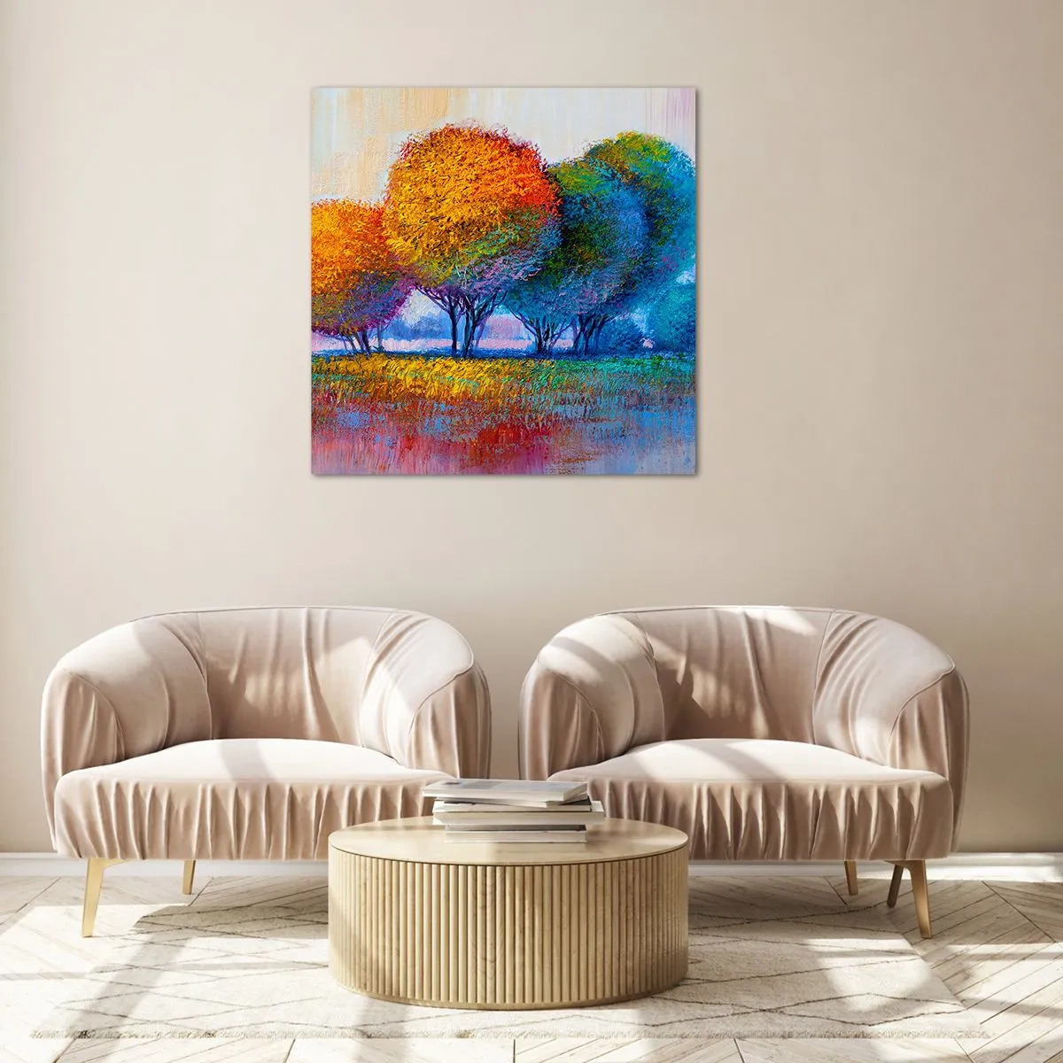 Glass picture - Cluster of Dashing Colours - 40x40 cm