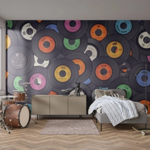 Custom Wallpaper Premium Sand - Colours of Classics - Vinyl, Music, Vintage