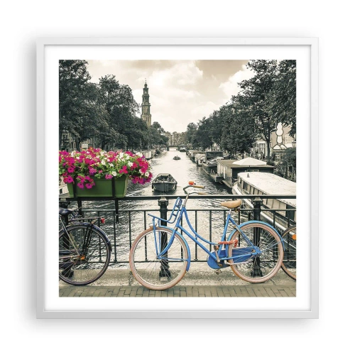 Poster in white frmae - Colour of a Street in Amsterdam - 60x60 cm