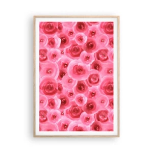 Poster in light oak frame - Roses at the Bottom and at the Top - 70x100 cm