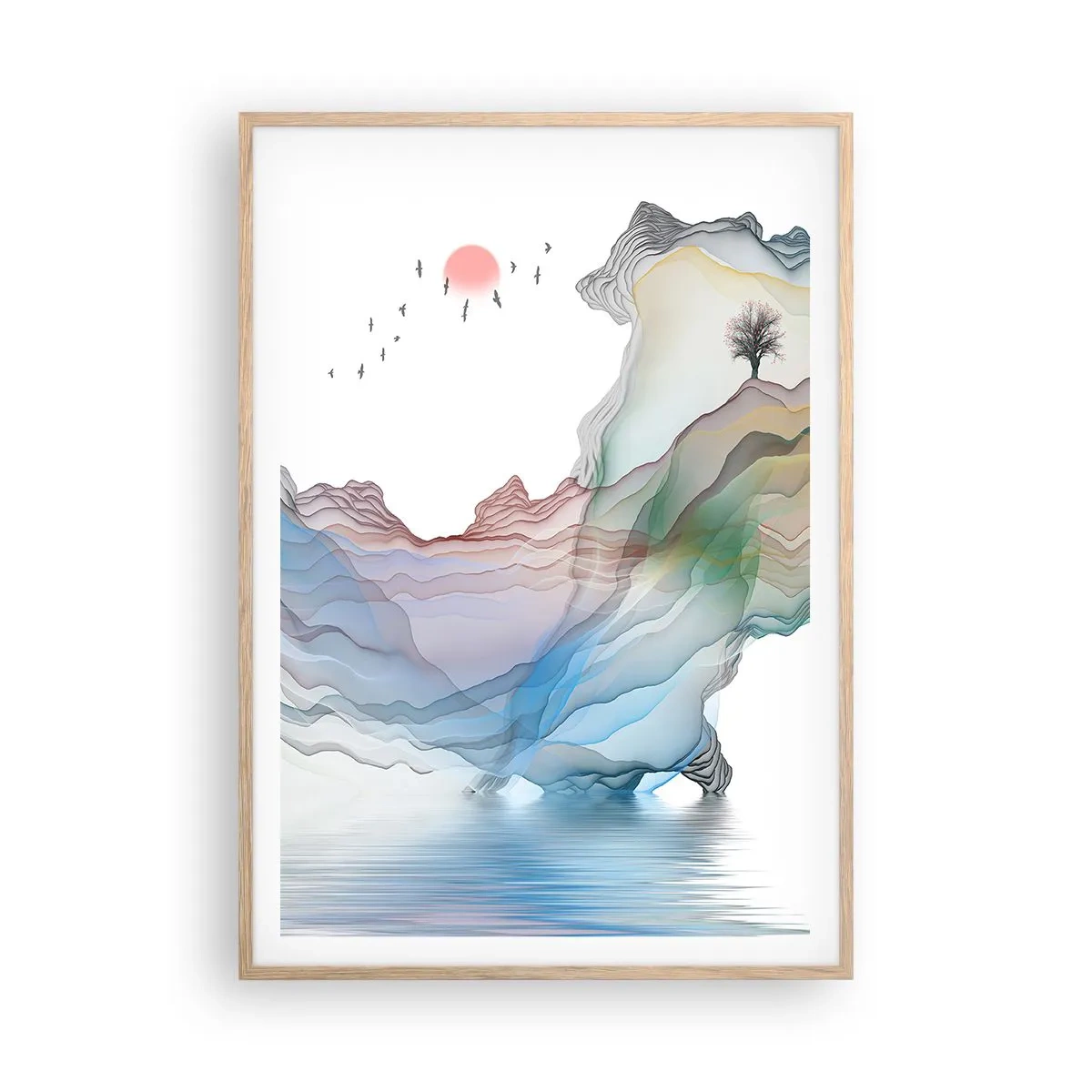 Poster in light oak frame - Towards Crystal Mountains - 70x100 cm