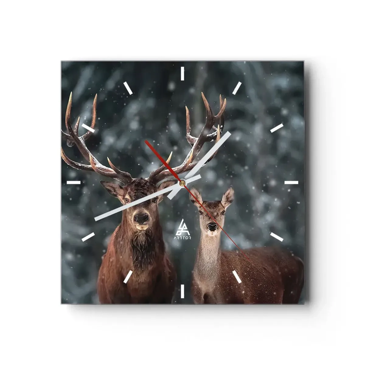 Wall clock - Clock on glass - Master of the Forest with His Wife - 40x40 cm