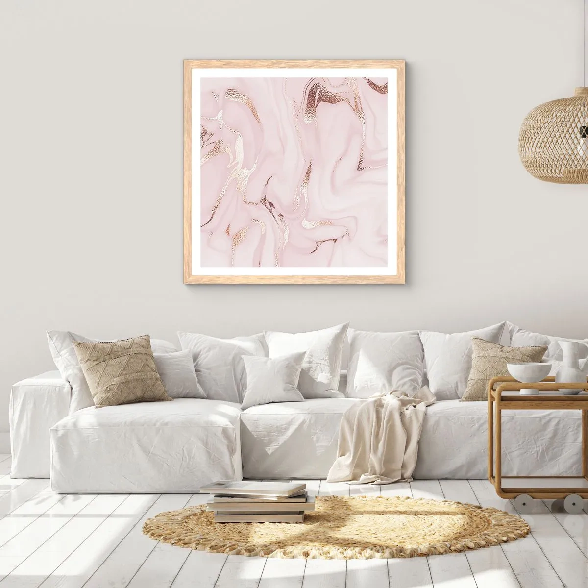 Poster in light oak frame - In Pink - 30x30 cm