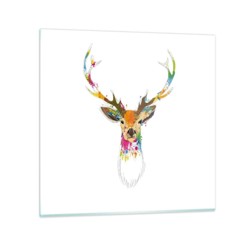 Glass picture - Deer Bathed in Colour - 50x50 cm