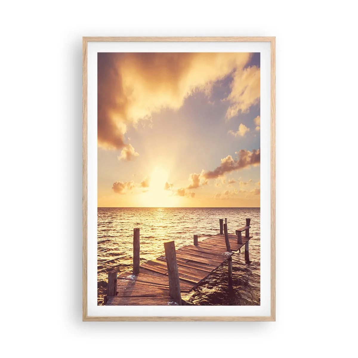 Poster in light oak frame - Golden Land of Tranquility - 61x91 cm