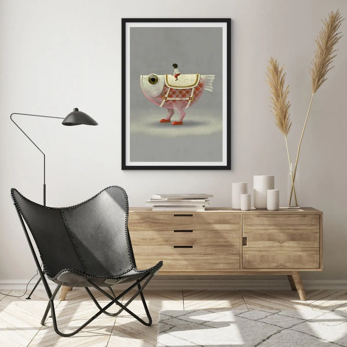 Poster in black frame - Fish Jockey - 40x50 cm