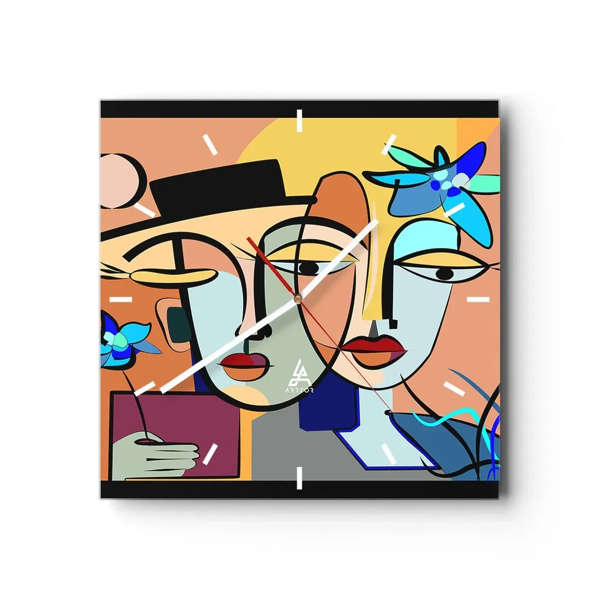 Wall clock - Clock on glass - Rendez-vous Picasso Style - 40x40 cm