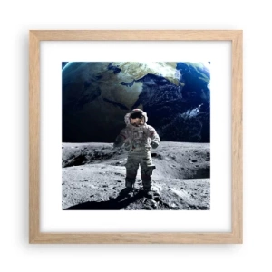 Poster in light oak frame - Greetings from the Moon - 30x30 cm