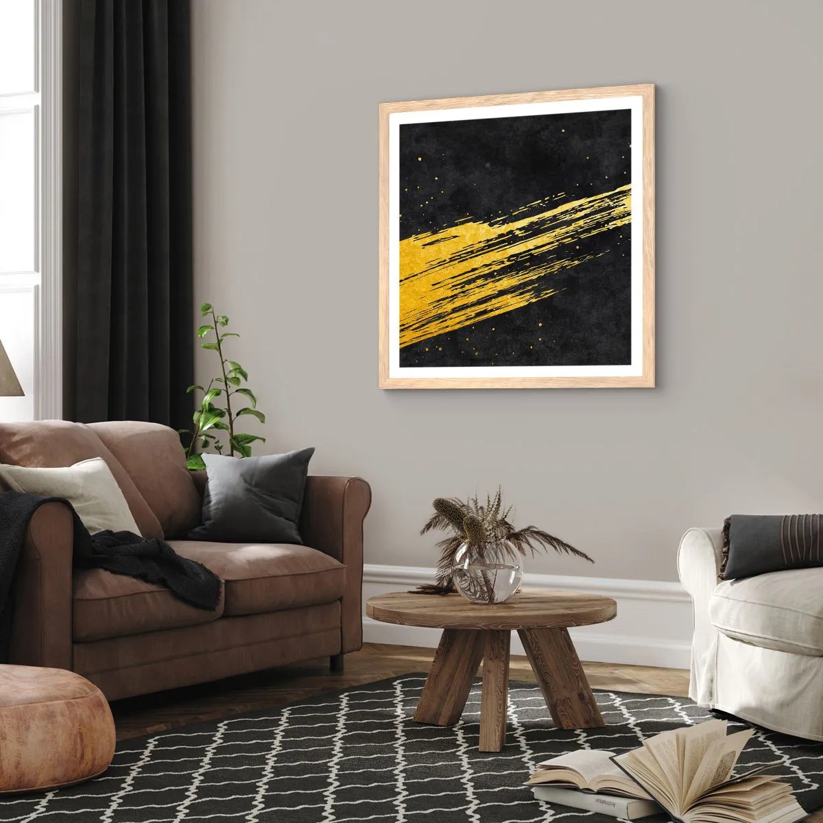 Poster in light oak frame - Jump to the Outer Space - 50x50 cm