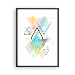 Poster in black frame - A colorful composition of geometric shapes on a white background - 50x70cm - Geometric Play - Modern wall decoration for the living room and bedroom ARTTOR