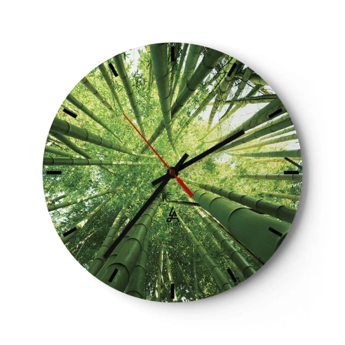 Wall clock - Clock on glass - In a Bamboo Forest - 40x40 cm