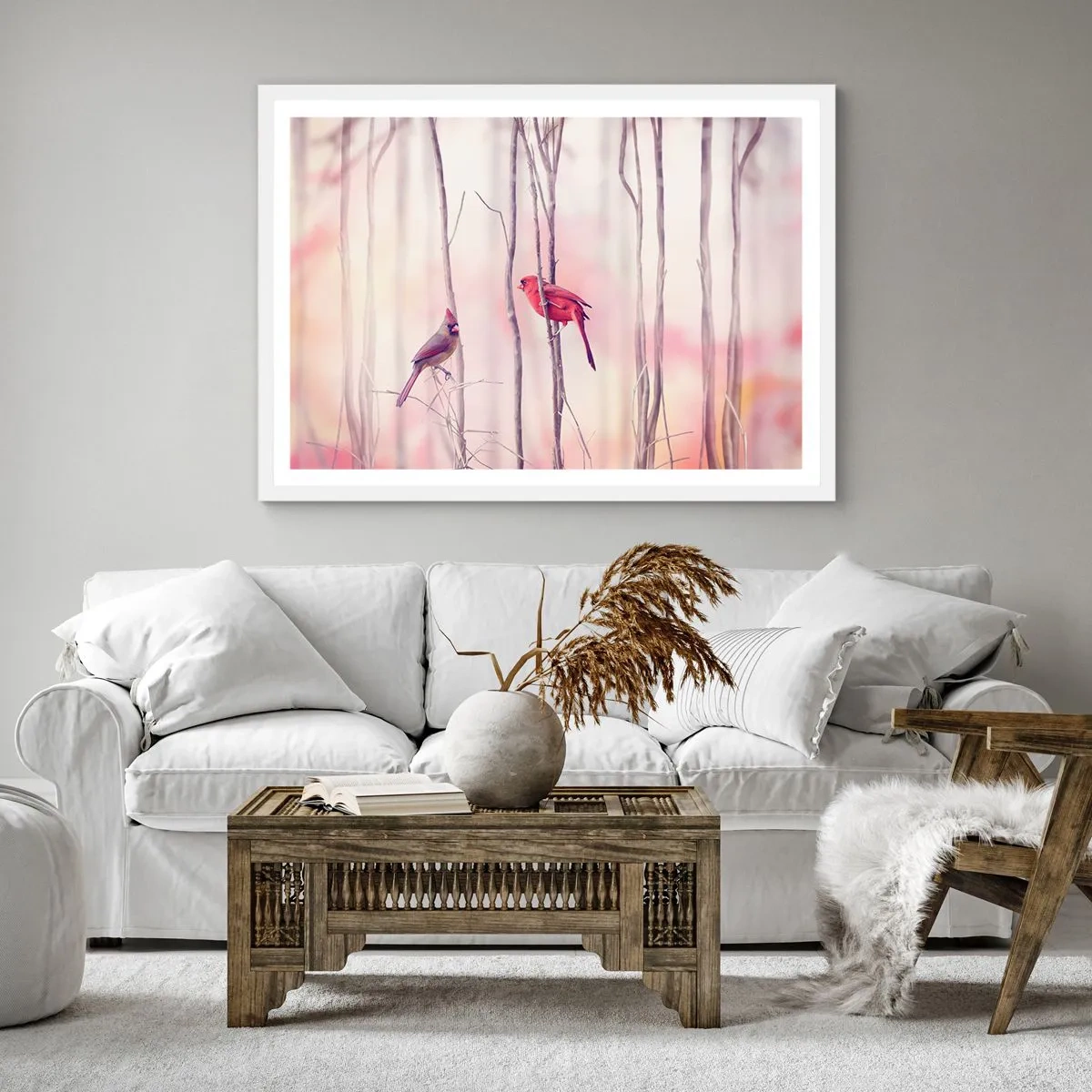 Poster in white frmae - Tale of a Pink Forest - 50x50 cm
