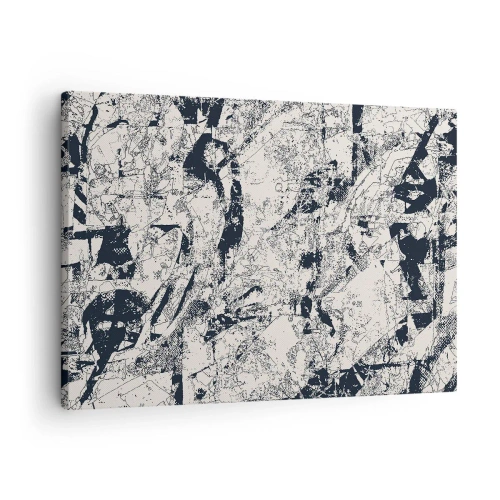 Canvas picture - Abstract composition in black and white with a dynamic layout - 70x50cm - Infilitration of Opposites - Modern wall decoration for the living room and bedroom ARTTOR