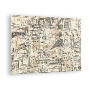 Glass picture - A complex abstract structure with geometric and sketchy patterns. - 70x50cm - Waiting to Be Decoded - Modern wall decoration for the living room and bedroom ARTTOR